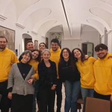 Lo staff della Pastorale Universitaria con Lucilla Giagnoni