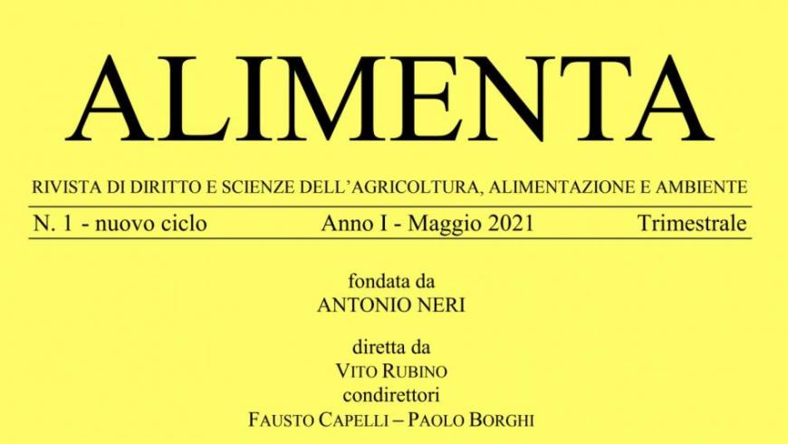 ALIMENTA. All’UPO nasce una nuova rivista di diritto e scienze dell'agricoltura, alimentazione e ambiente